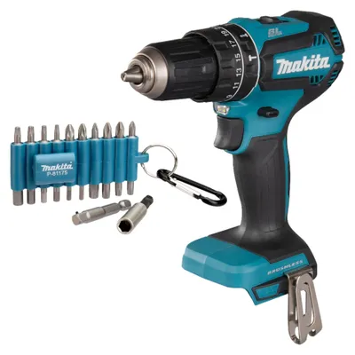 Produktbild von Makita DHP 485 Z Akku Schlagbohrschrauber 18 V 50 Nm Brushless + 22 tlg. Bit Set - ohne Akku, ohne Ladegerät