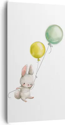 Produktbild von Bild auf Leinwand - Leinwandbild - Einteilig - Häschen Luftballons Kinder - 65x120cm - Wand Bild - Wanddeko - Wandbilder - Leinwanddruck - Bilder - Wanddekoration - Leinwand bilder - PA65x120-4731