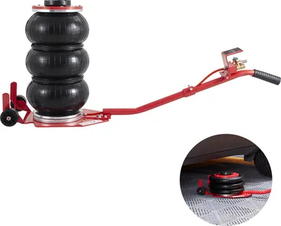 Produktbild von SucceBuy 3 Ton Air Jack Triple Bag 6600 lbs Pneumatic Lift 17.7" / 450 mm Schnelles Heben mit Stahlrohren Lange Griffe für Autos Garagen Reparatur Rot