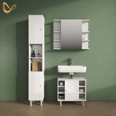 Image de Meuble de rangement de salle de bain Livinity Fucino Blanc Haute brillance 30x190cm, Model 52497
