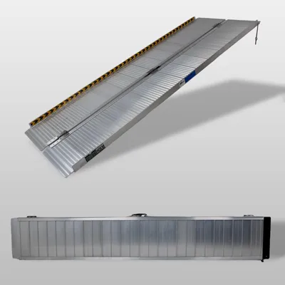Produktbild von TRUTZHOLM Rollstuhlrampe klappbar 213 cm 272 kg Alu grau geriffelt Auffahrrampe Rollator Tragegriff