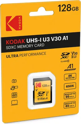 Produktbild von Karta KODAK ULTRA SD XC SDXC UHS-I U3 V30 4K 670x 100mb/s / 128GB