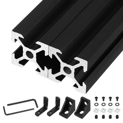 2er-Pack 200 mm V-Nut 2020 Aluminium-Extrusion, eloxiert, schwarz
