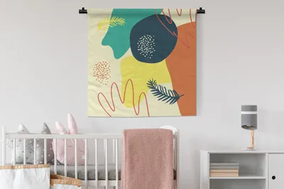 Produktbild von MuchoWow® Wandteppich Wandbehang Sommer - Formen - Farben - Abstrakt 90x90 cm Tapisserie Dekoration Wandtuch - Wandaufhänger