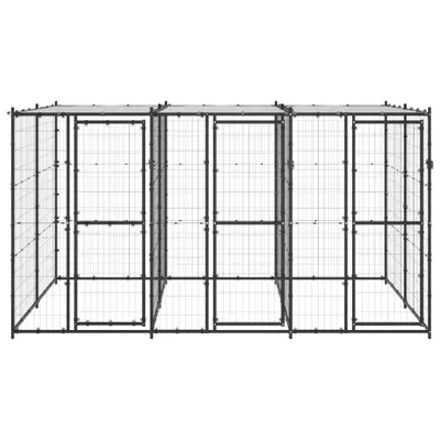 Produktbild von vidaXL Outdoor-Hundezwinger Stahl mit Überdachung 7,26 m²