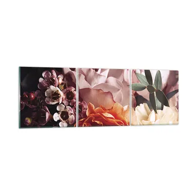 Produktbild von Bilder auf glas - 3 Teile - Blumen Getreide Rosen - 120x40cm - Glasbilder - Wandbilder - Bilder - zum Aufhängen bereit - Wanddekoration aus Glas - Glas Bilder - Wandbild auf Glas - GCA120x40-4692