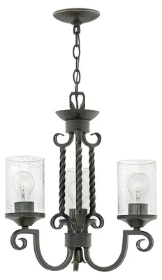 Produktbild von Hängelampe, 3 Flammig, Glas klar, schwarz, E27 Fassung