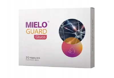 A product box for Mieloguard Glyco supplements.