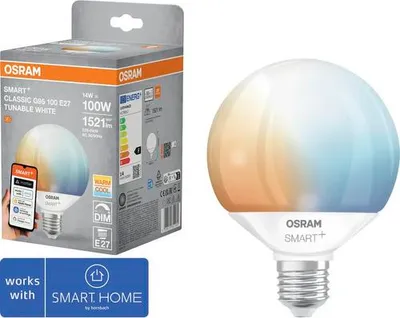 Produktbild von Osram Smart+ Globelampe dimmbar G95 E27/14W(100W) weiß 1521 lm 2700 4000 6500 K einstellbares weiß Matter