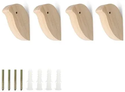 Immagine prodotto di Set di 4 ganci appendiabiti in legno con viti per appendere i vestiti
