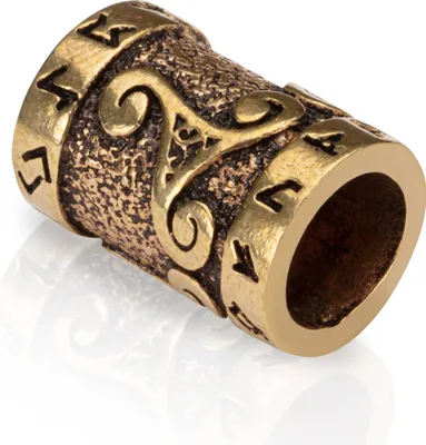 Produktbild von Triskelion Runen Wikinger Øinnen 7mm Bronze Bartperle Mittelalter Herren 4356