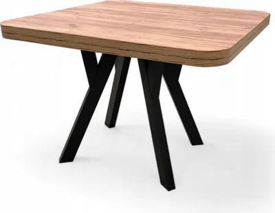 Produktbild von Quadratischer Tisch zaowal 100x100 ausziehbar auf 200 cm Schwarz + Eiche Craft Gold