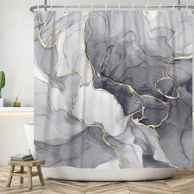 Image de Omgoods - Rideau de douche imitation marbre, 240 x 180 cm