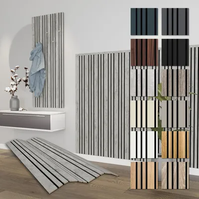 Produktbild von HEXIM Akustikpaneele 138,5x60cm Holz Mila - flexible Holzpaneele Platten Wandpaneele Wanddeko Wand Kombipaneel Wandverkleidung Schalldämmung Akustikfilz grau (0.83m² Chicago Concrete)