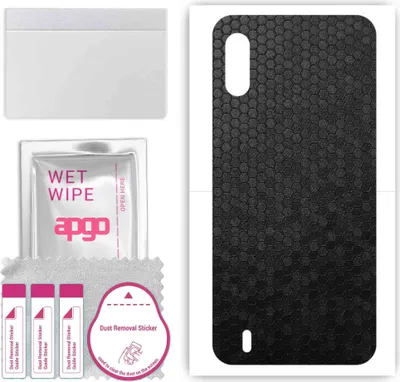 Produktbild von apgo Rückseite Schutzfolie, Skin, kompatibel mit Wiko Y81, Hinten Displayschutzfolie aus Vinylfolie, kratzfest, einfache Montage - Schwarze Honigwabe