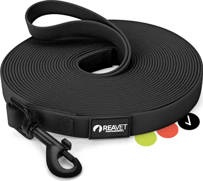 Produktbild von REAVET Schleppleine für Hunde 10 Meter, Schwarz I Robuste & wasserfeste Hundeleine lang I Übungsleine mit Gepolsterten Griff, Trainingsleine Laufleine für große & kleine Hunde…