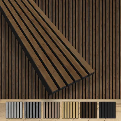 Zdjęcie produktu dla Panele akustyczne HEXIM, 280x30 cm, panele ścienne, duże, lameliowane, MDF, drewno, 0,85 m², XXL, naturalna okleina drewniana, grubość 21 mm, filc