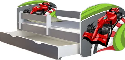 Obrázek produktu pro ACMA postel pro mladé Dětská postel junior Kompletní sada s roštem a ochranou proti vypadnutí matrace Grey 06 Formula 1 180x80 + podstavec pod postel