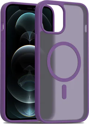 Produktbild von Magnetisch Hülle für iPhone 12 Pro Max, Kompatibel mit MagSafe, Transluzente Matt Rückseite Stoßfeste Handyhülle Lila