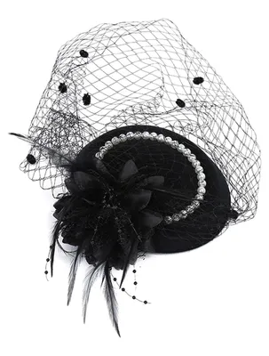 Produktbild von Damen-Fascinator-Hut mit Federn, Netzstoff und Imitationsperlen, Pillbox-Hut, kleiner Zylinder, Haaraccessoire für Alltag und Party