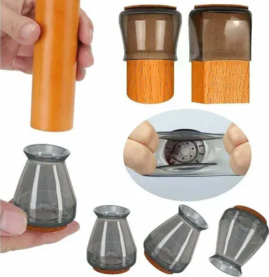 Obrázek produktu pro Silikonové krytky na nožky židlí s filcovou podložkou, 16 kusů, černé barvy, vhodné pro kulaté i hranaté nožky o průměru až 2,5 cm, ideální pro dřevěné podlahy