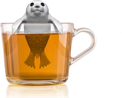 Produktbild von Winkee - Cute Animal Teesieb Robbe | Tee Ei für losen Tee | Tea Infuser lustig | Teesieb für Tasse | Gewürzsieb Silikon