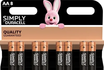 Produktbild von Duracell Simply, Einwegbatterie, AA, Alkali, 1,5 V, 8 Stück(e), Schwarz, Gold