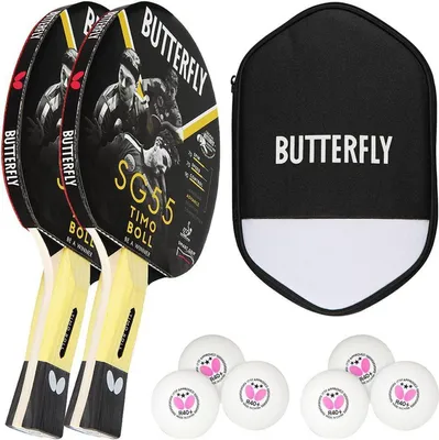 Produktbild von Butterfly 2x Timo Boll SG55 Tischtennisschläger + Tischtennishülle + 6x 40+ 3*** Tischtennisbälle | Tischtennisset Tischtennis Set TT Tabletennis