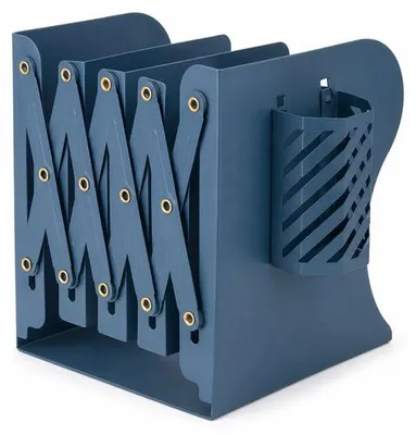 Immagine prodotto di VHV - Scaffale per scrivania - Organizer metallico estensibile con portapenne - Ideale per studio, ufficio e classe - Colore: blu