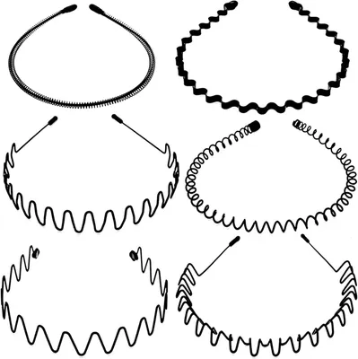 Produktbild von 6-teiliges Haarband, modische Uni-Stirnbänder aus Metall, schwarze, gewellte Stirnbänder für Männer, geeignet zum Laufen, Radfahren, Basketball, Yoga, Fitness, Outdoor-Sport-Stirnbänder (schwarz, 6 Stück)