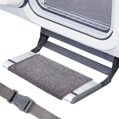 Produktbild von ONVAYA® Fußmatte, Wohnmobil Fußmatte für Trittstufe mit Klickverschluss, Rutschfeste Wohnwagen-Fußmatte, Wohnmobil Zubehör, größenverstellbar, robustes Material, einfache Reinigung