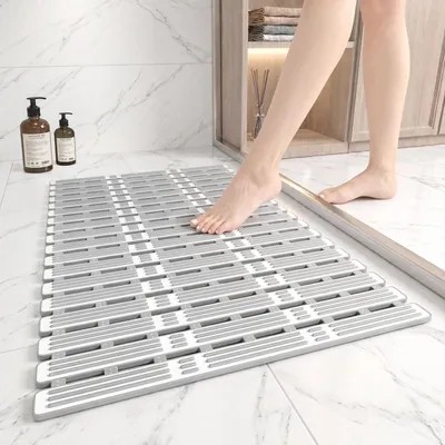 Immagine prodotto di Tappetino da doccia antiscivolo, antimuffa, grigio, 68 x 40 cm, ad asciugatura rapida, tagliabile