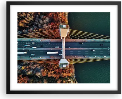 Produktbild von Gerahmtes Poster - Schwarzer Rahmen - Brücke Siekierkowski Warschau - 50x40 cm - Wand Bild - Wanddeko - Wandbilder - Kunstposter - Wandposter - Bilderrahmen - Bilder - Kunstdruck - P2BAA50x40-4663