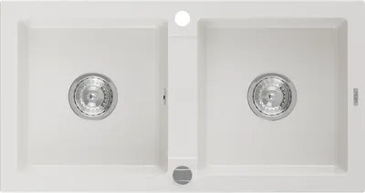 Produktbild von Mexen Mario 2-Becken-Granit-Spülbecken 820 x 436 mm, Weiß - 6504822000-20