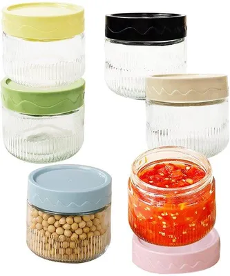 Image de Récipients en verre réutilisables de 240 ml, lot de 6, avec couvercle