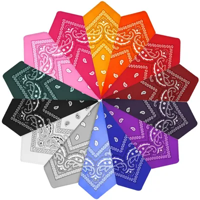 Imagen del producto de Conjunto de 14 bandanas, estampado paisley, 55 x 55 cm, para mujeres y hombres