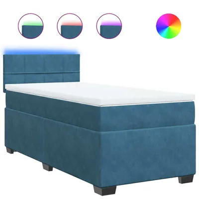 Produktbild von Boxspringbett mit Matratze Blau 90x200 cm Samt
