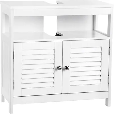 Produktbild von Hoppa! | Waschtischunterschrank | 2 drehbare Lamellentüren - Weiß - MDF