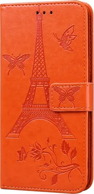 Produktbild von Für iPhone12 iPhone12Pro 6.1 Zoll Leder Case Flip Cover Card Slots Stand Bag Orange