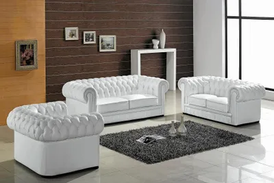 Zdjęcie produktu dla Szlachetna designerska sofa tapicerowana zestaw skórzanych sof kanapy 3+2+1 klasyczne