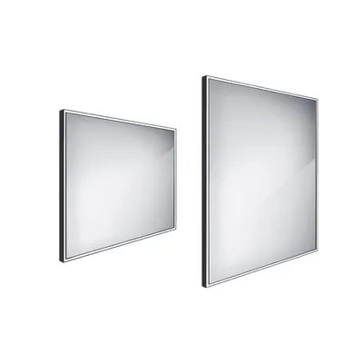 Immagine prodotto di Specchio da bagno a LED con illuminazione Nimco 80 x 70 cm in cornice nera IP44 ZPC 13003-90