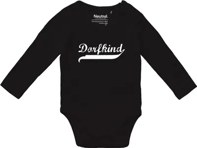 Produktbild von Huuraa Baby Body Dorfkind Vintage 80 Black  Baumwolle Fairtrade Langarmbody Geschenkidee