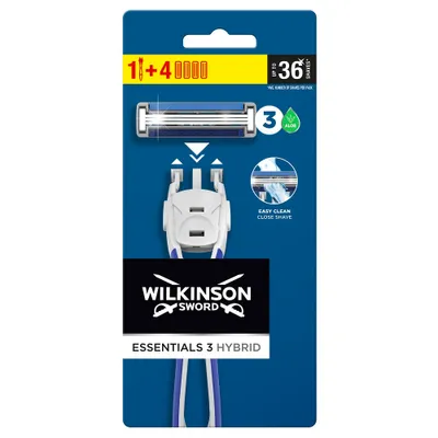 Immagine prodotto di Manico per rasoio da uomo Wilkinson Essential 3 Hybrid + 4 testine (W950103500)