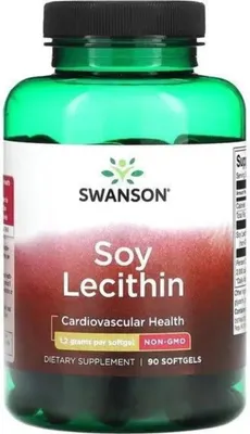 Produktbild von SWANSON LECITHIN Nicht gentechnisch verändertes Gedächtnis, Gehirn, 1200 mg, 90 Kapseln