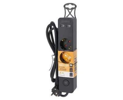 Produktbild von Steckdose 3 Wege 2 usb schwarz