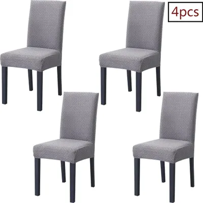 Produktbild von Stuhlhussen-Set mit 4 abnehmbaren Hochlehner-Stuhlhussen für Esszimmer, Küche, Hochzeit, Bankett