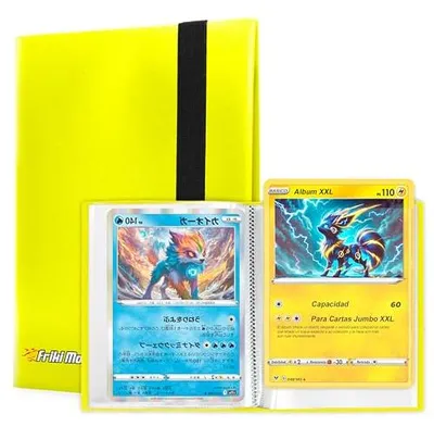 Image de Album de cartes à collectionner pour cartes XXL Jumbo, albums pouvant contenir 6 cartes promotionnelles GX, VMAX, V ou EX, 3 pages pour cartes Jumbo, classeur avec pochettes de 21,1 x 14,5 cm (jaune)