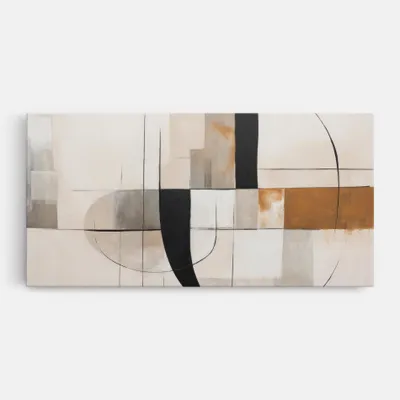 Produktbild von ARTHUB® Leinwandbild 60x120 cm, Black Abstract Lines | Wohnzimmerdekoration, Hängende Bilder, Wanddekoration, Heimdekoration, Abstrakte, Abstrakt mit Linien