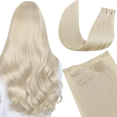 Produktbild von Clip in Extensions Echthaar Hellblond 40cm 100g 7PCS #613