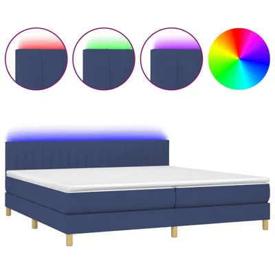 Produktbild von vidaXL Boxspringbett mit Matratze & LED Blau 200x200 cm Stoff